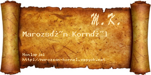 Marozsán Kornél névjegykártya